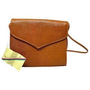 Vintage Michael Stevens Travel Purse Envelope Brown Faux Pebbled Leather NWT